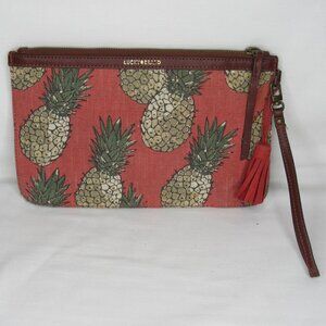 Lucky Brand Red Pineapple Print Clutch Wristlet Bag